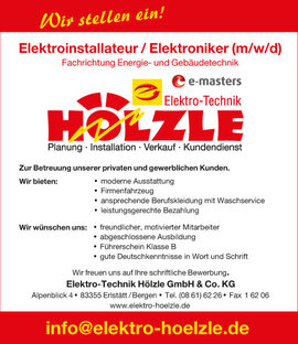 Elektroinstallateur / Elektroniker (m/w/d)